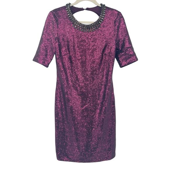Laundry By Shelli Segal Evening Party Embellished Sequin Cocktail Dress Size 4 - Picture 1 of 8